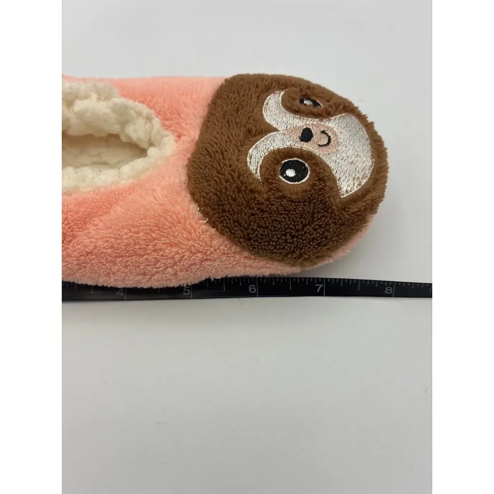 Fuzzy Cozy Sloth Slippers Grippy Bottoms Kids Size 8-13
